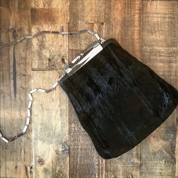 Handbags - Vintage black crushed velvet purse